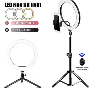 LED Selfie Ring Light 26cm Tripod Remote Fill Light - Image 1 of 3