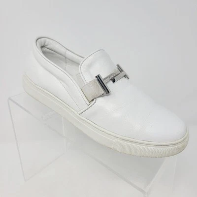 TOD'S Auténtico Todo Blanco Cuero Mocasines Planos Zapatos Sin Cordones Tenis talla 7 Foto 1 de 4