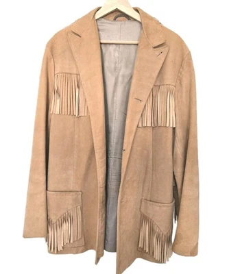 Chaqueta de cuero vintage de los años 70 Pioneer Wear vaquero occidental imitación gamuza flecos Foto 1 de 4