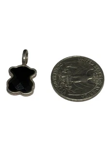 TOUS Schwarz Onyx Bär Anhänger mit 925 Silber klein Vintage echt - Bild 1 von 3