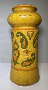 VTG Bitossi Aldo Londi Italy for Rosenthal Netter Yellow Floral Paisley Vase 12” - Picture 1 of 10