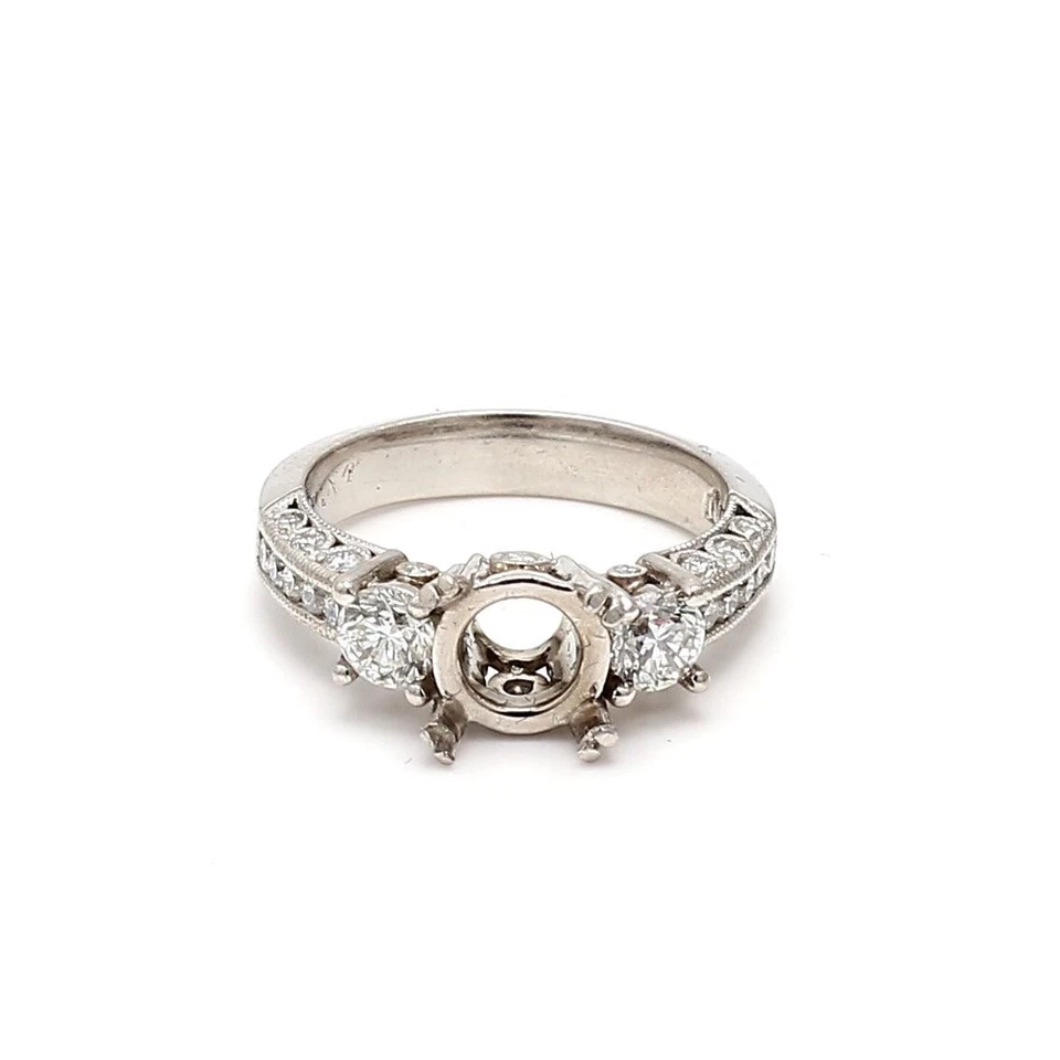 Anillo Tacori 1,34 quilates redondo brillante F VS1 diamante platino semi montaje Foto 1 de 4