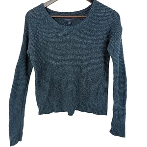 Maglione girocollo maglia waffle blu Aeropostale donna medio accogliente strati autunnali - Foto 1 di 4