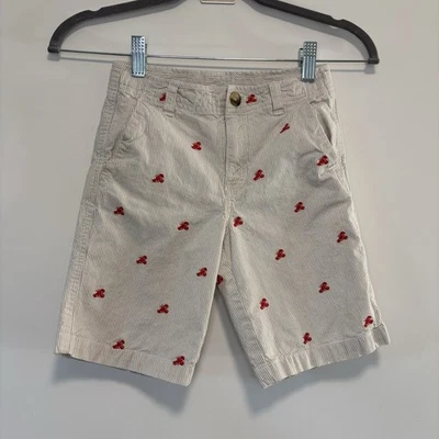 Janie and Jack Lobster Allover Embroidered Tan/White Stripe Shorts Boy Size 5T - Image 1 of 4