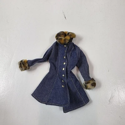 Mattel Barbie Denim Coat With Leopard Faux Fur jacket - Image 1 of 4