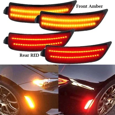 For 2016-2022 Mazda MX-5 Miata Front/Rear LED Side Marker Light Smoked Lens 4PCS - Image 1 of 4