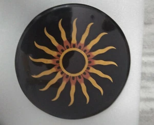 18" black round marble table top center coffee home decor inlay malachite - Picture 1 of 4
