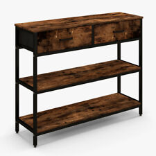 Console Table with Folding Fabric Drawers for Entryway-Rustic Brown