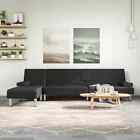 L-Shaped Sofa Bed Black 255X140x70  Faux Leather Q4i8
