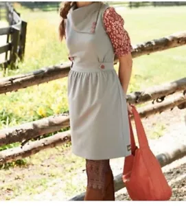 Matilda Jane Secret Fields Gray Beeches Sleeveless Dress Collar Detail Sz Medium - Picture 1 of 10