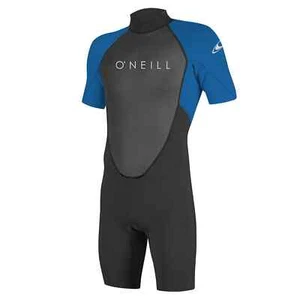O'NEILL REACTOR 2 2MM MENS BACK ZIP SHORTY WETSUIT BLACK/OCEAN MT - Picture 1 of 2