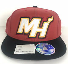 NEW ADIDAS 2011 Red White Yellow & Black Miami Heat Flat Brim Fitted Hat