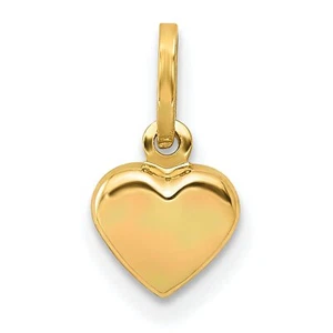 14K Gold Small Hollow Heart Charm Pendant Jewelry 11mm x 6mm - Picture 1 of 4