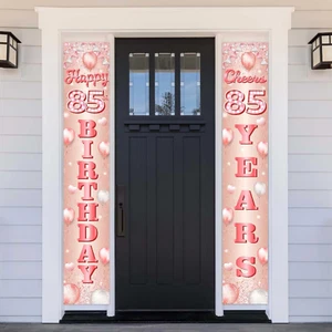 Happy 85Th Birthday Rose Gold Banner Backdrop Cheers to 85 Years Old Confetti Ba - Picture 1 of 7