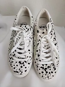 Madewell Sidewalk Low-Top Sneakers Spotted Calf Hair Women's Sz 8 M 6.5 Leather - Picture 1 of 10