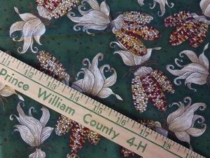 1/2 YD Debbie Mumm Autumn Multi-Color Corn Cobs Husks Green Quilt Cotton Fabric - Picture 1 of 5