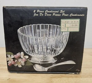 Vintage Godinger Fine Crystal & Silver plate Condiment Bowls And Ladel - Picture 1 of 9
