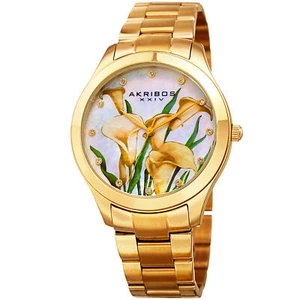Reloj para mujer Akribos XXIV AK953FYG blanco madreperla esfera cala lirios - Imagen 1 de 4