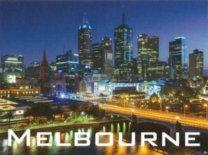Postcard Australia Melbourne City Aerial View at Night MINT - Picture 1 of 1