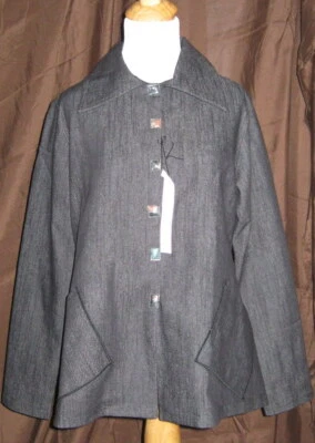 New Deborah Cross Charcoal Gray Applique Shirt Top Jacket Size S - Image 1 of 3