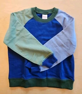 NEW HANNA ANDERSSON BLUE COLORBLOCK FRENCH TERRY SWEATSHIRT 120 6 7 $50 - Picture 1 of 5
