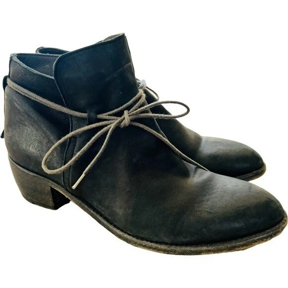 Botas de tornozelo de couro SHOTO ITALY pretas tamanho 40,5 - Imagem 1 de 4