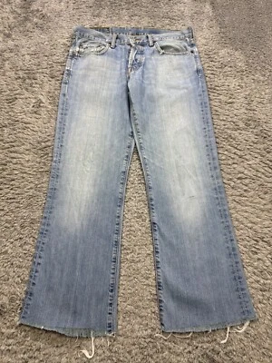 Vtg Lucky Brand Jeans Men 30x28 Slim Bootleg Button Fly Frayed Hem Made In USA - Image 1 of 4