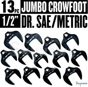 Nuevo 13 PIEZAS 1/2"" DR Cromo Molibdeno CR-MO Jumbo JUEGO DE LLAVES CROWFOOT SAE METRIC - Imagen 1 de 1