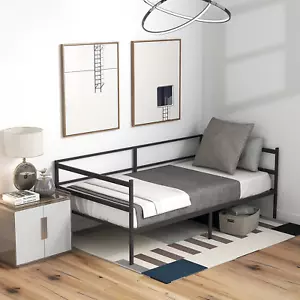 Twin Metal Daybed Frame Dual-Use Platform Sofa Bed for Living Room Bedroom - Picture 1 of 12