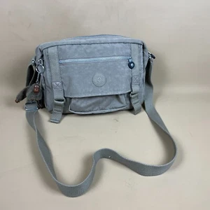 Kipling Messenger Bag Umhängetasche Handtasche Stoff Reißverschluss Umhängetasche Grau Khaki Affe - Bild 1 von 13