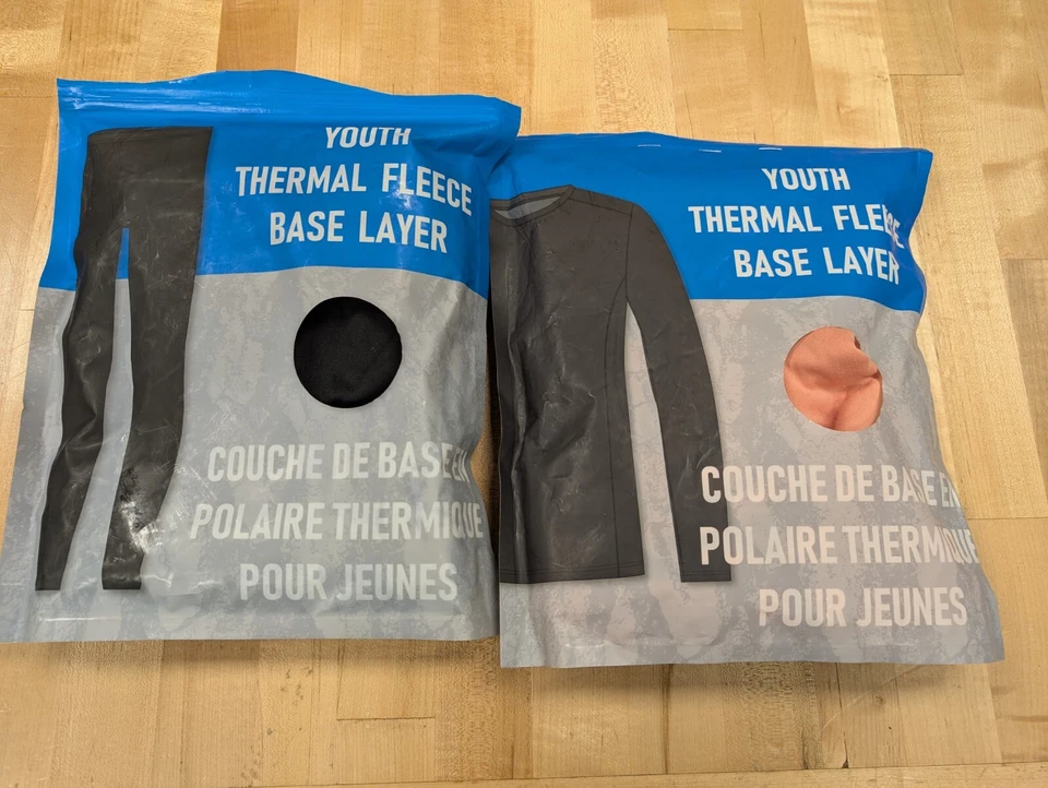 Bass Pro Shops Youth Large Thermal Fleece Base Layer Set Pink Top Black Bottoms - Imagem 1 de 1