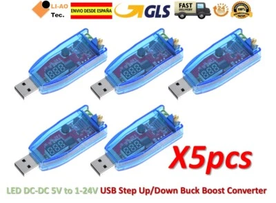 5pcs LED DC-DC 5V to 1-24V Potentiometer USB Step Up Down Buck-Boost Converter - Imagen 1 de 4