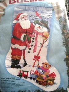 Bucilla Weihnachten Nadelspitze Strumpf Kit, Weihnachtsmann & Schneemann, 60713, Gillum, 18", Neu in Verpackung - Bild 1 von 7