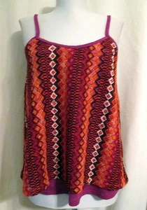 Red Camel layered crochet mesh tribal cami Junior size Large * New Multi-color - Picture 1 of 2