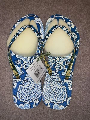 Chanclas Vera Bradley “BLUE LAGOON”, GRANDES.  PATRÓN RETIRADO.  Difícil de encontrar.  Nuevo con etiquetas Foto 1 de 4