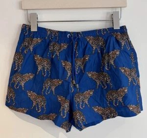 Pantalones Cortos de Natación Zara Hombre Estilo Vintage Azul con Leopardos Gatos Grandes - Imagen 1 de 12