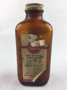 Vintage Stomach Dolph Tablets Pharmacy Medicine Bottle 6.5" Union Drug Co - Picture 1 of 6