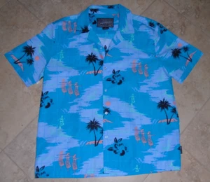Great Look Hawaiian Button Front Short Sleeve Shirt Men's L Large Hula Palms & - Imagen 1 de 2