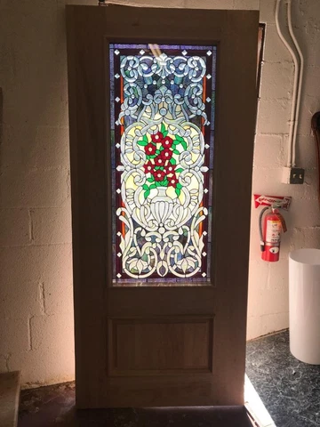 BEAUTIFUL MAHOGANY  STAINED GLASS CUSTOM  ESTATE DOOR - JHL2147-27 Cover