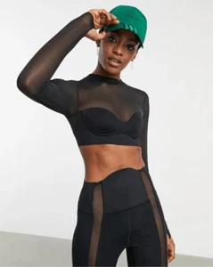 adidas Originals x IVY PARK Women's Black Long Sleeve Mesh Crop Top size S - Picture 1 of 9