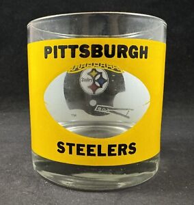 Vintage Pittsburgh Steelers NFL Peek-A-Boo Rocks Bar Glass Cup - Made in USA