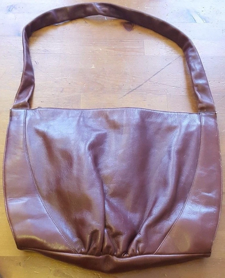 Bolso de mano Hobo vintage, Susan Gail, marrón, cuero, años 70 Foto 1 de 4