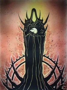 Gothic fallen angel/demon w/skull comic FANTASY ART 11x14 - Picture 1 of 1