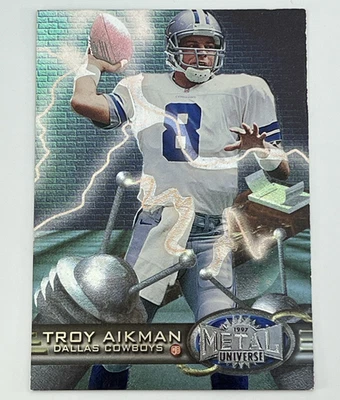 1997 Skybox Metal Universe Troy Aikman #11 Dallas Cowboys UCLA Hall of Fame - Image 1 of 2