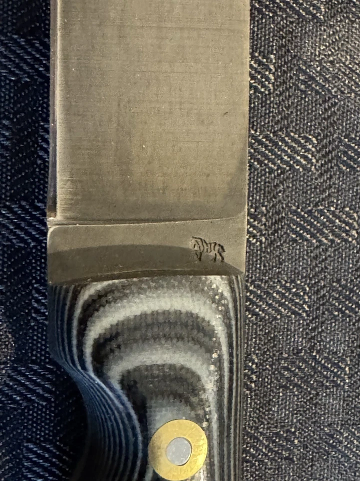 Facas para cavalos cegas Bushcrafter compradas em 2012 cabo Micarta preto e branco - Imagem 1 de 4