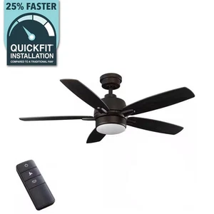 Home Decorators Fawndale 46" Bronze Indoor Ceiling Fan LED Light Remote 5 Blades - Picture 1 of 4