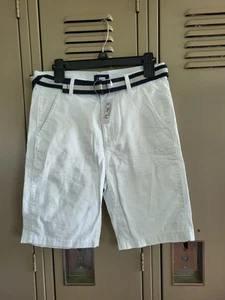 The Children's Place Boy's White Casual Chino Shorts Belted Flat Front Size 10 - Picture 1 of 14