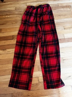 Men's Stafford Red/Black Plaid Fleece Sleep/Lounge Pants Size S - Image 1 of 3