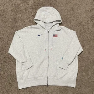 Nike Team USA Hoodie Women XXL 2XL Gray Oversized Track Field Olympic Full Zip - Picture 1 of 11