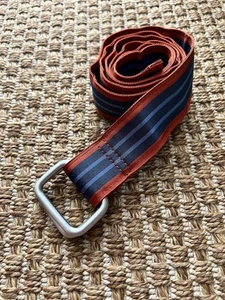 Cinturón Brooks Brothers Usado en Excelente Condición Auténtico Azul Naranja Rayas Preppy Cinta Mediano - Imagen 1 de 6